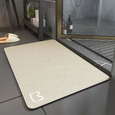 Tapis De Bain Diatomit Absorbant Séchage Rapide Antidérapant Beige-60x90cm Tapis De Bain Diatomit (1/5)