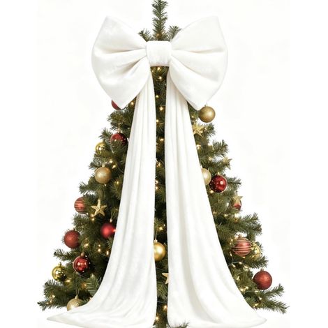 Nœud de sapin de Noël surdimensionné en velours avec traîne en velours rouge, décoration de fête de Noël 40160cm