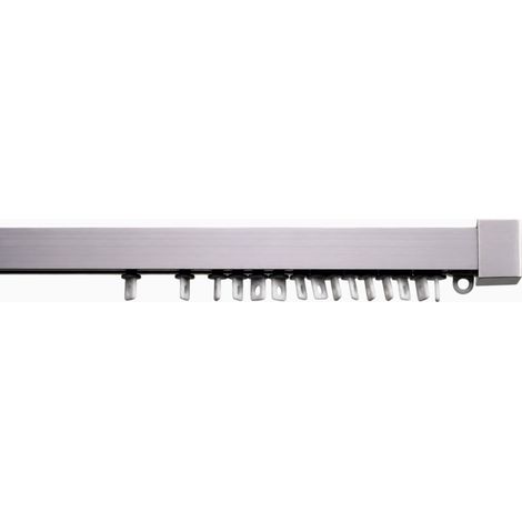 Kit rail à rideau carré Nickelé 250 cm - 20x20mm - Fixation plafond (1/3)