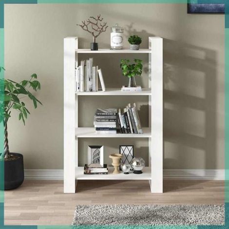 813905 Bibliothèque/Séparateur de pièce Blanc 80x35x125 cm Pin massif (1/5)