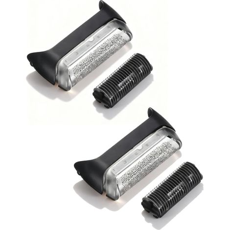 rasoir electriques hommes-2x Grille de rasoir électrique compatible avec Braun 170, 170s-1, 1715, 1735, 1775, 180, 190, 190s-1, 2000, 2615, 2675, 2765, 2775, 2776, 2778, 2838 + cadre, noir/argenté,Lot (1/5)