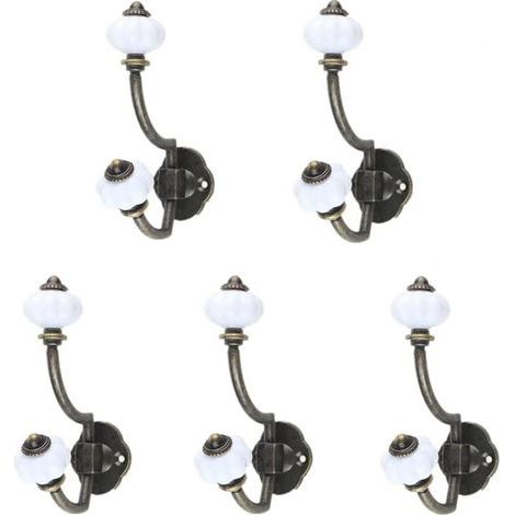 Abcrital – Crochet mural double en alliage de zinc – Fixation solide avec vis en fer – Pour chambres et bureaux – Design antique