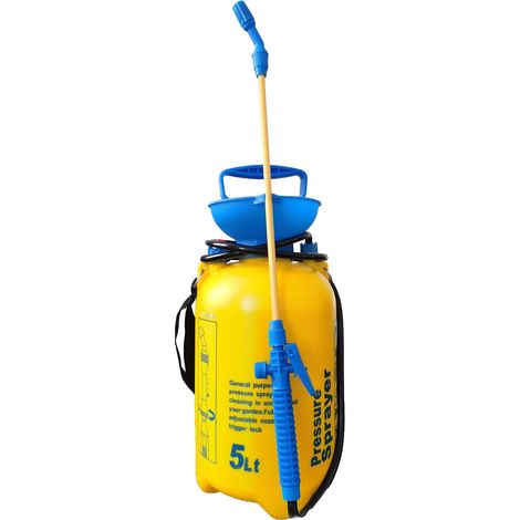Pulverizador de presión de 5 l, pulverizador de aire ajustable, pulverizador de hombro, pulverizador presurizado, amarillo (1/5)