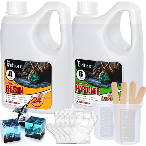 Resine Epoxy - Kit de Résine Epoxy Transparente 1 Gallon, Epoxy Resine pour Table de Rivière, Résine Époxy pour Bois, Plateaux, Sous-Verre, Fabrication de Bijoux