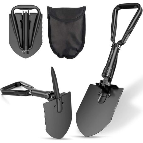 MINKUROW Multifunktions-Klappschaufel aus Kohlenstoffstahl mit Nylontasche für Überleben, Camping und Garten (1/5)