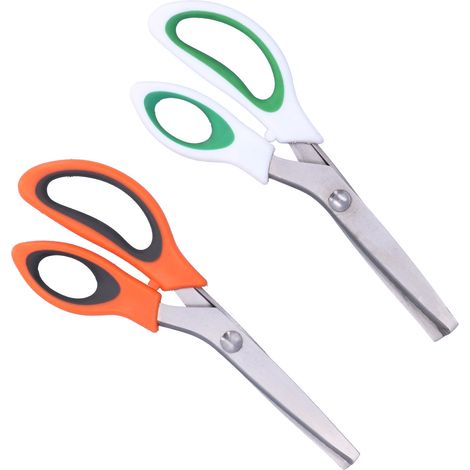 Lot de 2 ciseaux à tissu ondulés et dentés en acier inoxydable, ciseaux multi-usages pour la maison