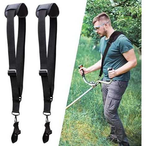 Bretelles réglables – Harnais pour débroussailleuse avec ceinture en nylon durable pour le jardinage (noir) (1/5)
