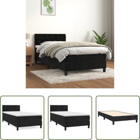 Matratze - Boxspringbett mit Matratze Schwarz 80x200 cm Samt (1/5)