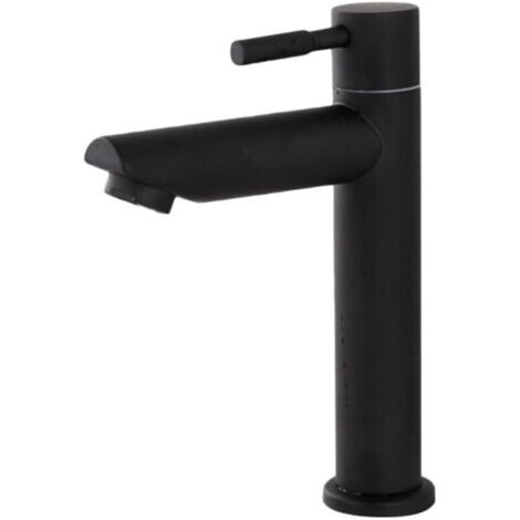 Grifo de lavabo de baño de acero inoxidable negro de fácil instalación para uso doméstico. (1/5)