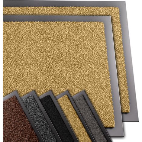 Lot de 2 Tapis de Porte Paillasson d'Entree Interieur et Extérieur Tapis Antidérapant et Anti-Poussière Tapis d’entrée Imperméable Lavable 40x60cm Beige (1/5)
