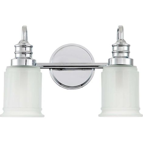 [GEBRAUCHT] B-Ware Quoizel Wandleuchte Wandlampe Swell Spiegel chrom poliert Glas weiß G9 LED IP44 (1/2)