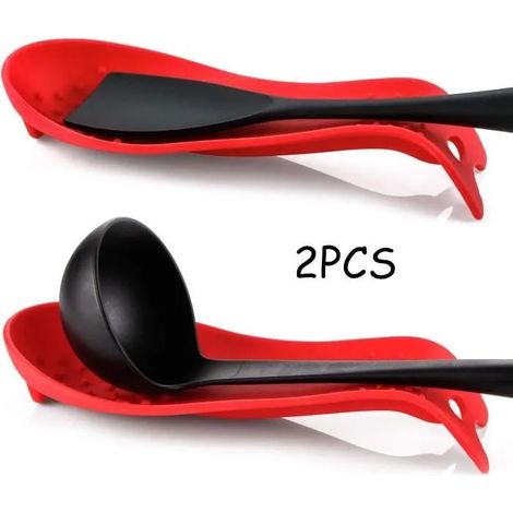 Repose Cuillère,Porte-Cuillère de Cuisine en Silicone,Porte Ustensile Anti-brûlure,Support de Cuillère isolé,pour Couverts,Spatules (1/4)