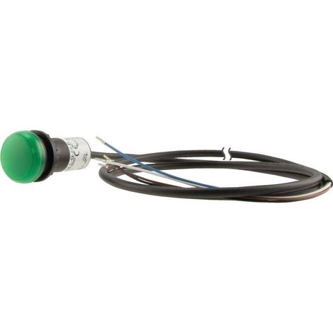 Voyant lumineux RMQ Compact vert plat 0o/0f extrémité ouverte câble noir 1 m. EATON C22-L-G-24-P62 (1/3)