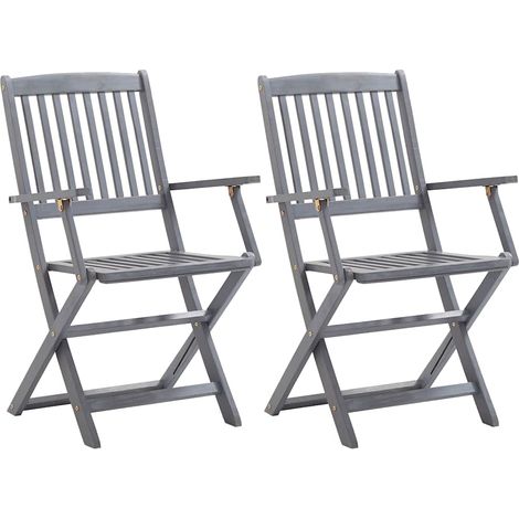 Maison Exclusive - Sedie da Giardino Pieghevoli 2pz con Cuscini in Massello Acacia
