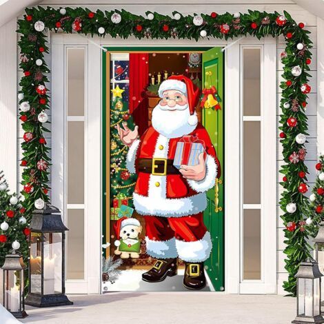 SABIR Weihnachtstürdekoration, Dekoratives Weihnachtstürbanner 90 x 200 cm – Lustige Fotorequisite mit Weihnachtsmann, Weihnachtsdekoration, Weihnachtstürbanner (1/5)
