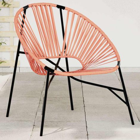 Gartenstuhl in Ei-Form Schwarz und Orange Poly Rattan