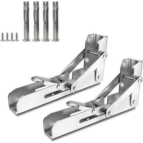Staffe pieghevoli per mensole a muro, salvaspazio, supporti per mensole con tasselli in acciaio inox, 150 mm, robuste, mensola a consolle pieghevole