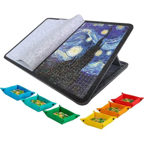 Plateau de puzzle en feutrine avec support et couvercle - Plateau de puzzle en feutrine avec support et couvercle (1/5)
