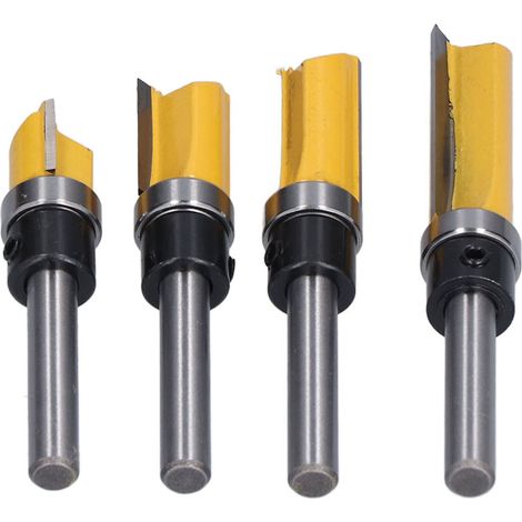 Set di 4 frese per rifilatura a filo, con cuscinetto dritto, diametro 1/2 pollice, gambo da 1/4 di pollice -Crezuo