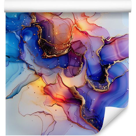 Papier peint bleu encre, violet et gris clair 50x1000 cm (1/5)