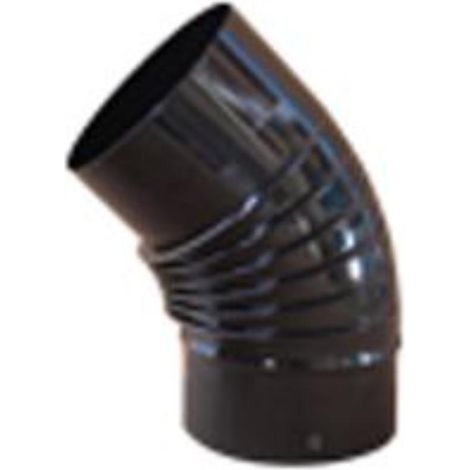 Estufa codo vitrificado negro 850° rizado 45° de 125