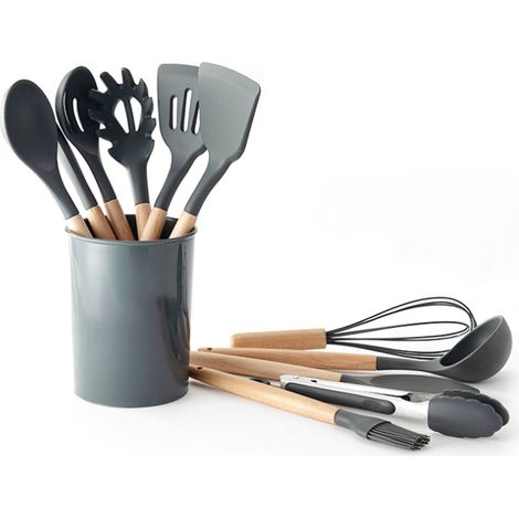 11-teiliges Silikon-Küchenhelfer-Set im europäischen Stil, antihaftbeschichtet, hitzebeständig, inklusive Halter (1/5)