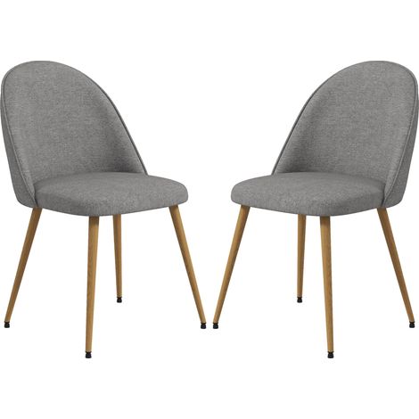 Lot de pliable 50 x 52 x 83 cm 120 kg grises pour salon chaises salle manger/cuisine, revêtues tissu lin, pieds acier, charge maximale (1/5)