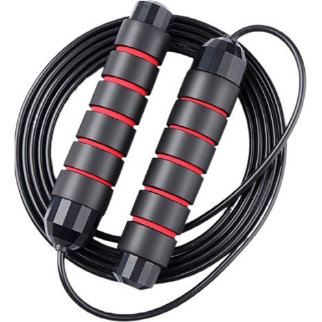 Corde à Sauter Ajustable en Acier pour Fitness - Accessoire Homme Femme Adulte Enfant Noir (1/5)