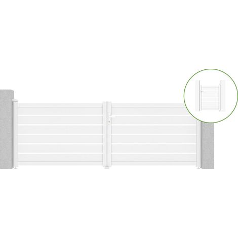 Portail battant 3,5m VOGEL H.140cm alu blanc + portillon VOGEL H140 BLANC (1/4)