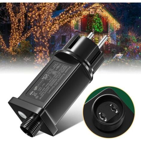 Tobebright Transformateur LED 31V 6W, IP44 Alimentation LED Basse Tension avec 8 Modes, Fonction de Minuterie et de Mémoire, Adaptateur de Remplacement pour Éclairage de Noël Rideau Lumineux (1/4)