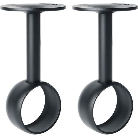 CSPARKV 2 Pcs Support de Tringle à Rideaux Support Tringle Penderie avec Vis Support de Plafond pour Rideau et Armoire, Noir Mat en Acier Inoxydable, Diamètre 32 mm (1/5)