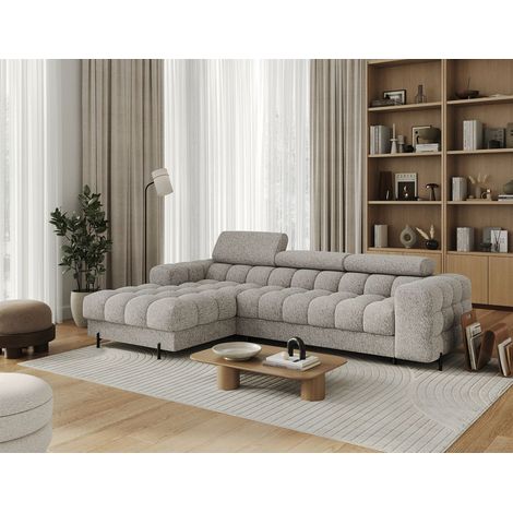 Ecksofa mit Schlaffunktion Sofa FERROL Stoff Punete Beige Ottomane Links (1/5)