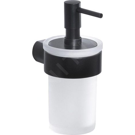 Sapho Gedy Pirenei - Distributeur de savon avec support, noir mat/verre satiné PI8114 (1/5)