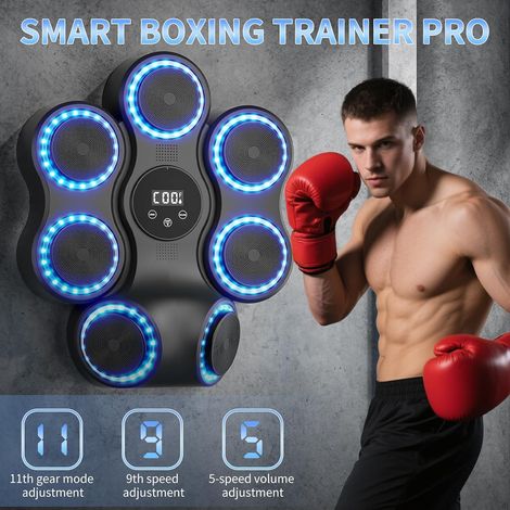 1 cible de boxe musicale, 5 zones, bluetooth, 9 vitesses, led, avec gants, pour maison (1/5)