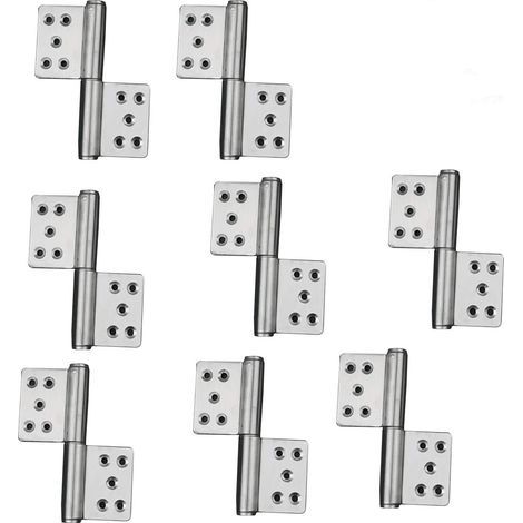 AIDUCHO Juego de 8 bisagras elevables para puertas (4 pares) en acero inoxidable 304, rotación de 360 grados, bisagra para puerta, dos bisagras extraíbles para ventanas, armarios y puertas de gabinete (1/5)