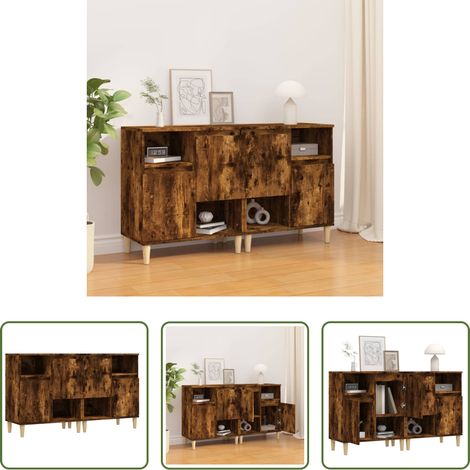 Holzbeine -  Sideboards 2 Stk. Räuchereiche 60x35x70 cm Holzwerkstoff (1/5)