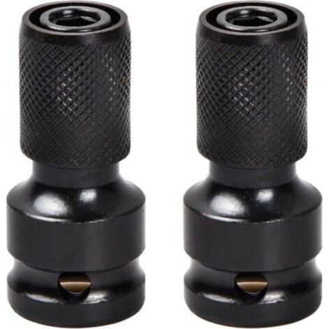 2 Pièces Adaptateurs de Douille, Adaptateur Carrés Impact Accessoires pour Clés a Chocs à Tige à Cliquet 1/2 1/4 pour la Perceuse, Convertisseur de Mandrin à Libération Rapide (B) (1/4)