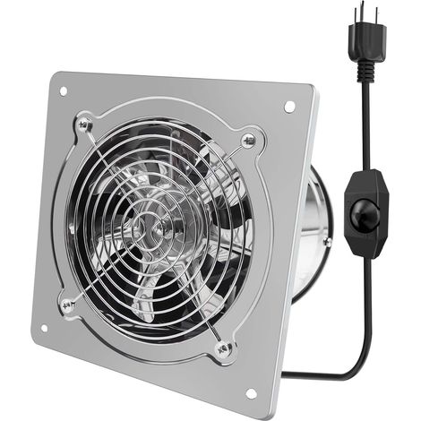 6-Zoll-Abluftventilator mit Drehzahlregler, 235 CFM Küchenabluftventilator mit Klappe, 110 V 40 W Wandventilator, Edelstahl-Abluftventilator für Fenster, Keller, Badezimmer (6 Zoll Silber) (1/5)