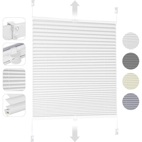 Store plissés Sekey enrouleurs sans perçage, occultants, protection solaire Blanc 55x120cm