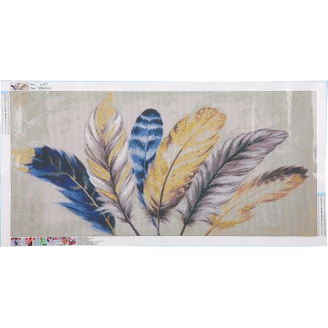 Peinture strass, perles rondes, toile, motif plumes, décoration murale DIY, tableau (1/5)