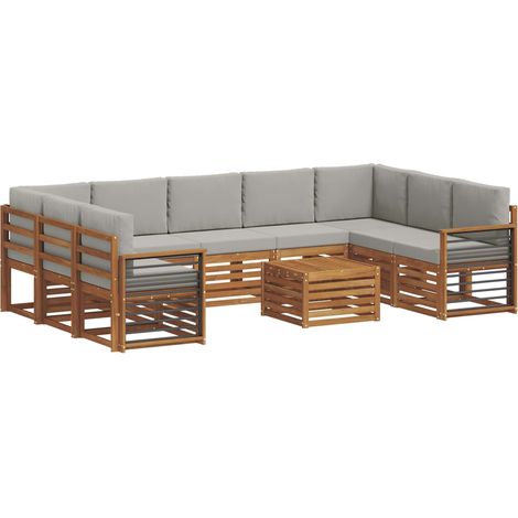 Outdoor Sofa Set 10 pcs Natural and Light Grey vidaXL (1/5)