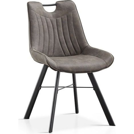 Sedia 'Paola' in microfibra PU Grigio Scuro, dimensioni: H87 x L54 x P63 cm. (1/5)