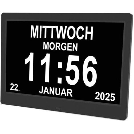8-Zoll-Digitaluhr, Tagesuhr, Großbildschirm, Wandwecker (Schwarz) (1/5)