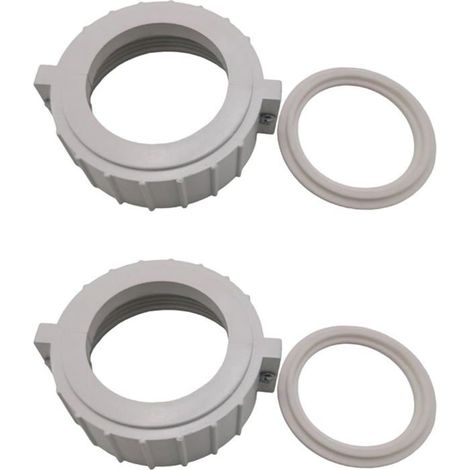 Lot de 2 écrous fendus - ABS blanc - Raccords pour chauffe-spas - Étanchéité optimale - Compatibles (1/4)