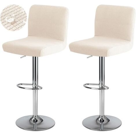 Housse de Tabouret de Bar avec Dossier Imperméable Couverture de Chaise Haute de Bar Extensible Housse de Chaise de Salle à Manger Pivotante Lavable 2 Pièces Beige (1/5)