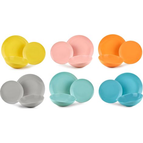 Servizio piatti stoneware Fade Carioca Rainbow 18 pz