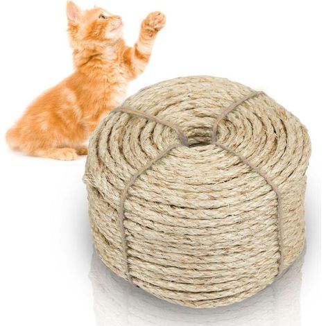 Corde en sisal naturel pour animaux de compagnie, corde en sisal résistante à l'usure pour jouets pour griffoir de chat - Décoration de jardin et bricolage, 3000 x 0,8 cm (1/5)