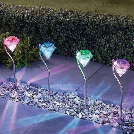 Lampes solaires d'extérieur, lot de 4, Adecorty, lampes de jardin solaires à couleurs changeantes, décorations de Noël et d'Halloween. (1/2)
