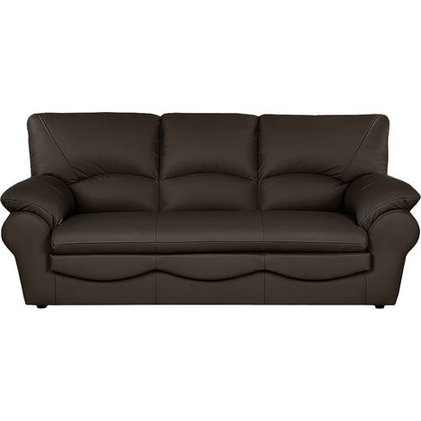 Canapé 3 places convertible en 100% tout cuir italien vachette OSIRIS, couleur chocolat (1/5)