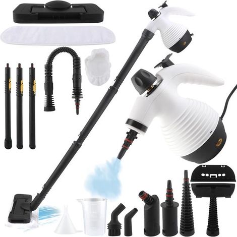 Limpiador a vapor portátil multifuncional, mopa a vapor de 1050 W, para ventanas, cocina y baño, incluye 16 accesorios. (1/5)